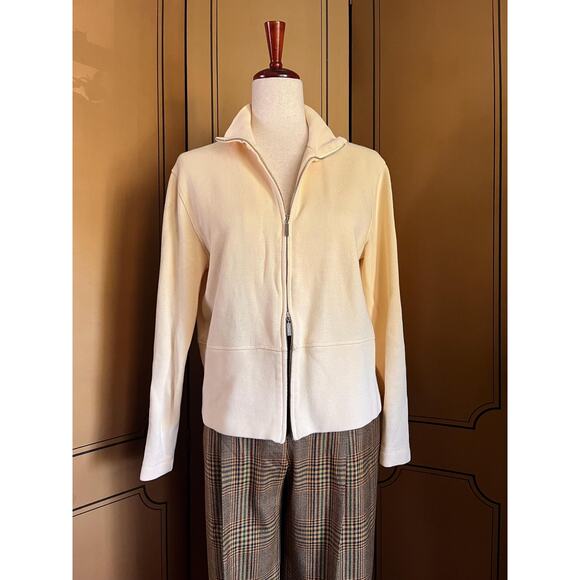Vintage zipped sweater in cream cotton by Faconnable, size S - Picture 5 of 5